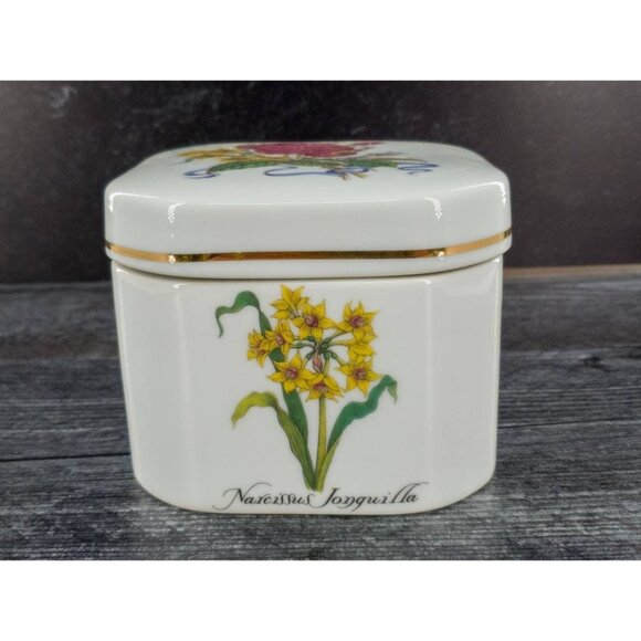 Vtg 1980s Germaine Monteil Galore Bath Powder 6.5 oz Porcelain Floral Box Japan - Picture 6 of 10